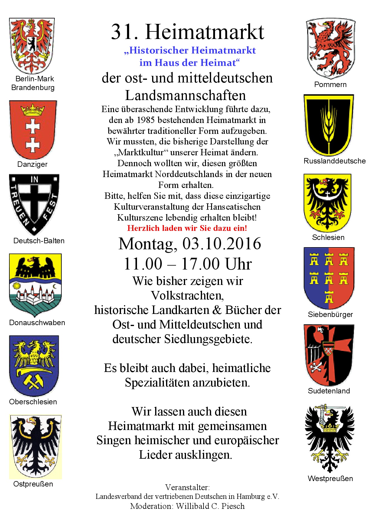 Einladung zum Historischen Heimatmarkt am 3.10.2016